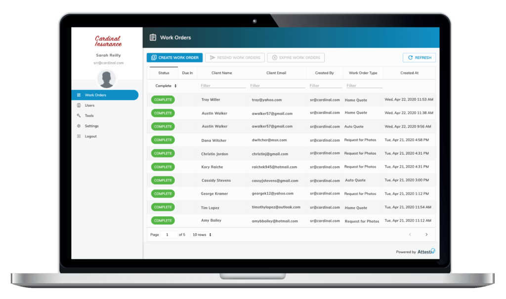 Attestiv dashboard