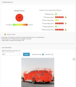 AI in image detection tamper score